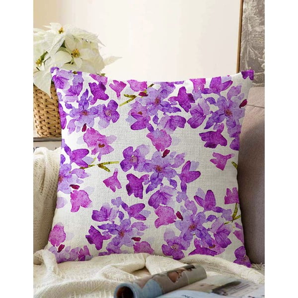 Бежова и лилава калъфка за възглавница от памучна смес Lilas, 55 x 55 cm - Minimalist Cushion Covers