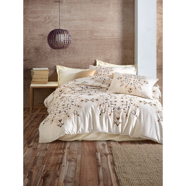 Спално бельо от памучен сатен с чаршаф Cotton Box , 200 x 220 cm Laura - Mijolnir