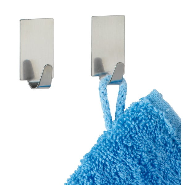 Комплект от 4 самозадържащи се куки от неръждаема стомана Square - Wenko-image-1