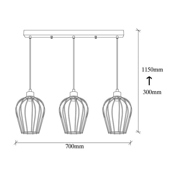 Черна висяща лампа за 3 крушки Tel Long - Opviq lights-image-3