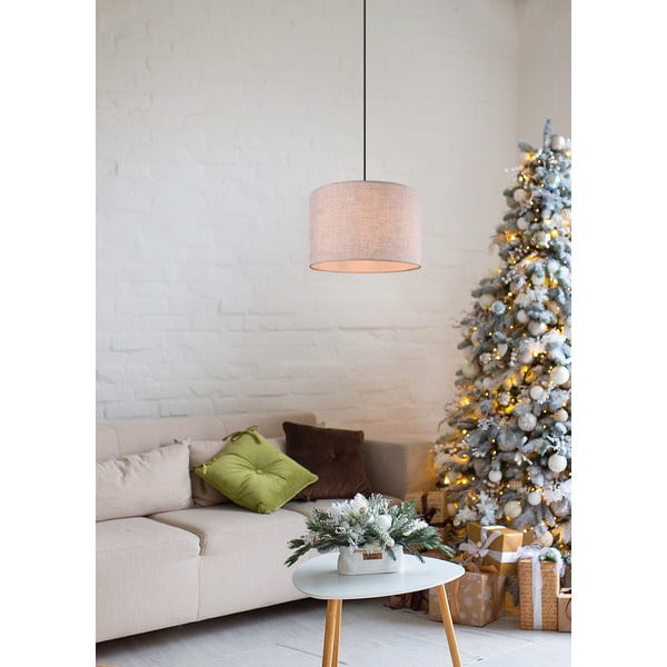 Бежово висящо осветително тяло с текстилен абажур ø 35 cm Elmau – Trio-image-1