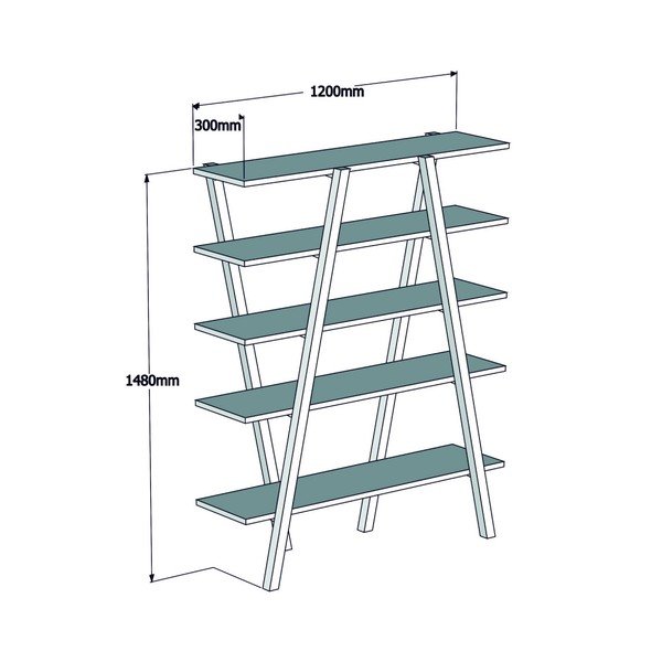 Библиотека от борова дървесина, орех, 148 x 120 cm Perla - Puqa Design-image-2