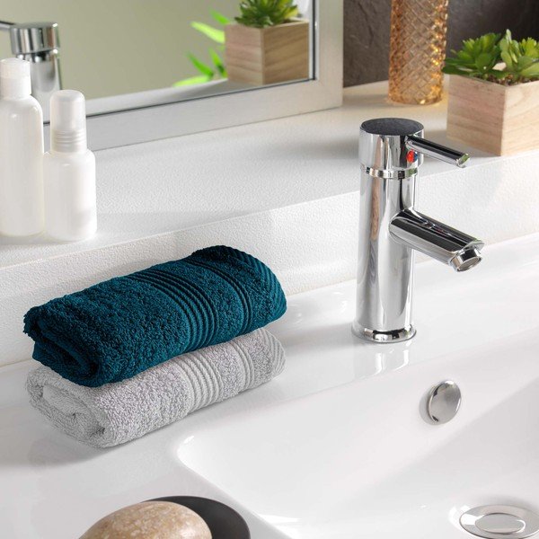 Тъмносиня памучна кърпа от тери 30x50 cm Tendresse – douceur d'intérieur-image-1