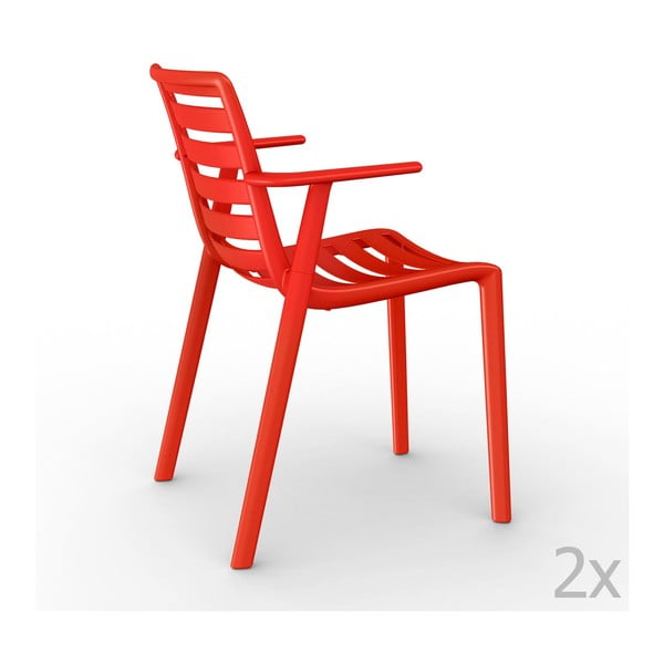 Sada 2 červených zahradních židlí s područkami Resol Slatkat