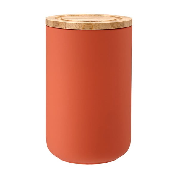 Оранжев керамичен буркан с бамбуков капак Stak, височина 17 cm - Ladelle