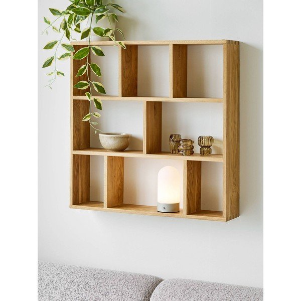 Бяла/кафяво-сива метална настолна лампа с пластмасов абажур (височина 18 cm) Ashford – House Nordic-image-1