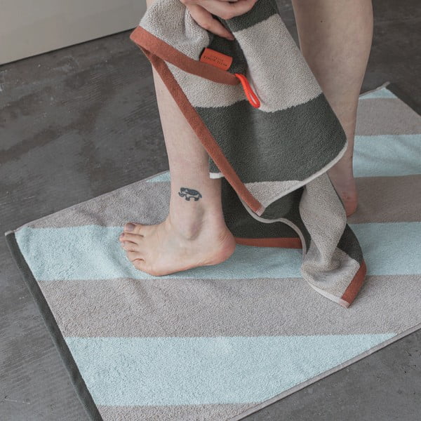 Килим за баня от органичен памук в цвят мента 50x80 cm Diagonal – Mette Ditmer Denmark-image-1