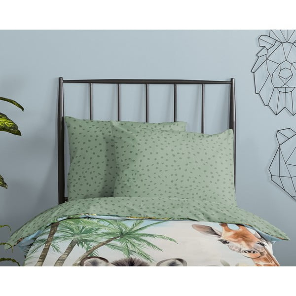 Зелено единично  памучно детско спално бельо 140x200 cm Thabo – Good Morning-image-2