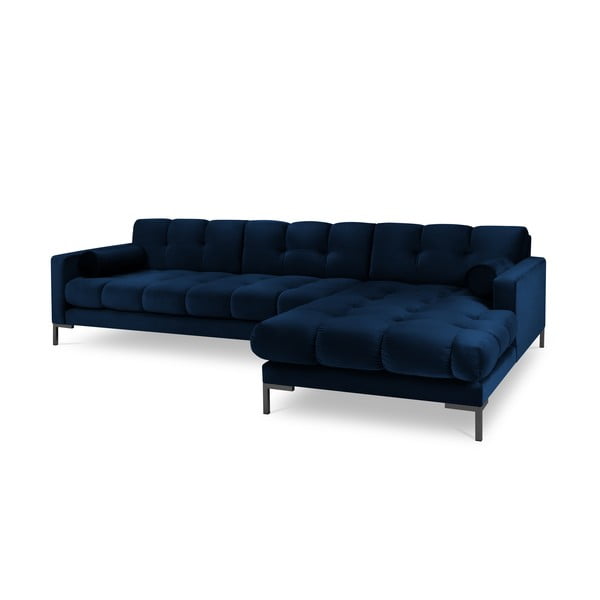 Тъмносин ъглов диван от кадифе , десен ъгъл Bali - Cosmopolitan Design-image-2