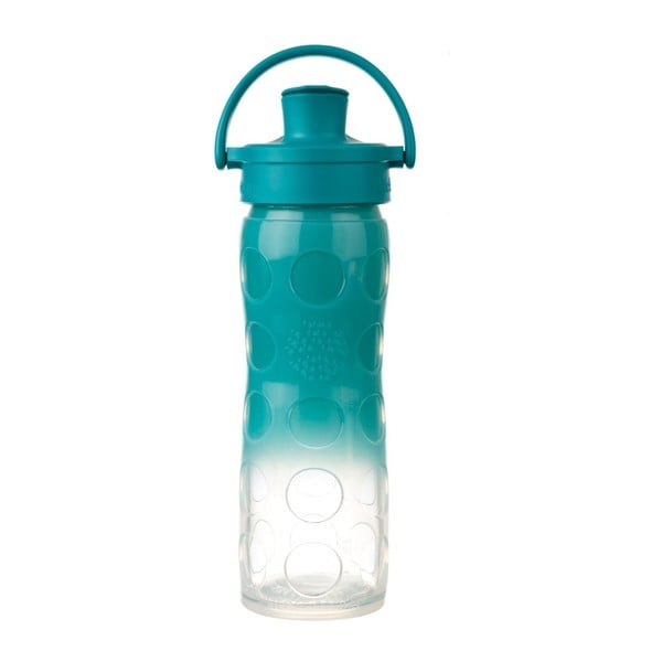 Skleněná lahev na vodu se silikonovým chráničem Lifefactory Ultramarine Ombre Activ Premium, 475 ml 