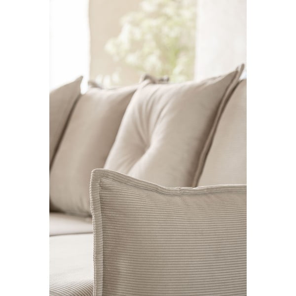 Бежов ъглов диван от велур (ляв ъгъл/"U") Lazy Lukka - Miuform-image-1