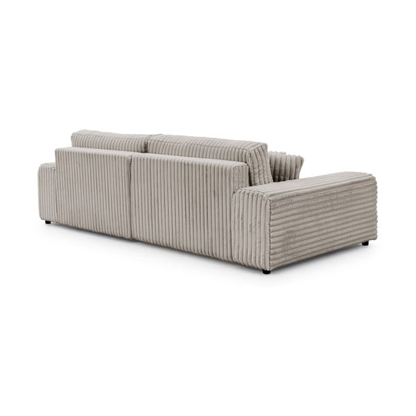 Светлосив разтегателен ъглов диван от рипсено кадифе с място за съхранение (десен ъгъл) Sarina – Ropez-image-3