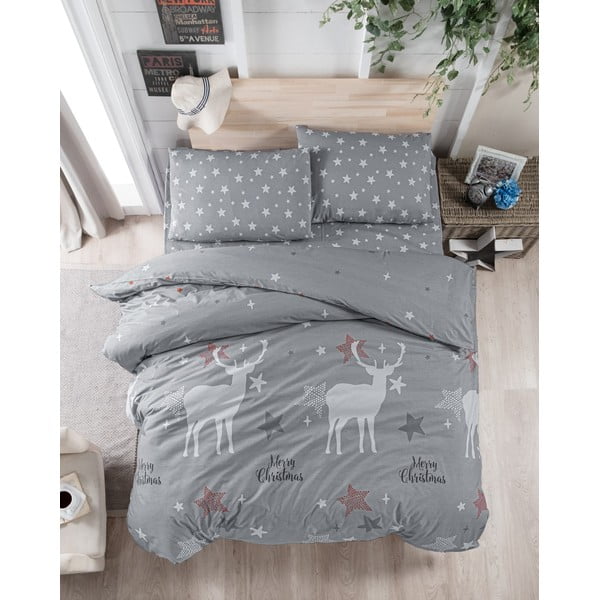 Сиво памучно спално бельо за единично легло 140x200 cm Merry - Mijolnir