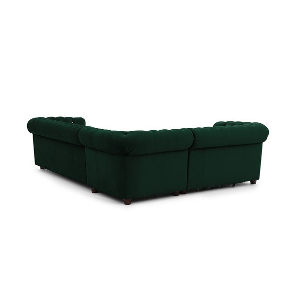 Зелен кадифен сгъваем ъглов диван (ляв ъгъл/L форма) York Blik – Ropez-image-3