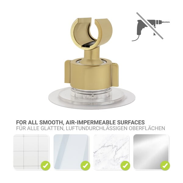 Пластмасов държач за душ слушалка без пробиване в златист цвят Libertà – Wenko-image-3