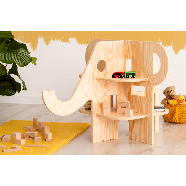 Детски шкаф за книги с декор от бор в естествен цвят 90x60 cm Elephant - Adeko