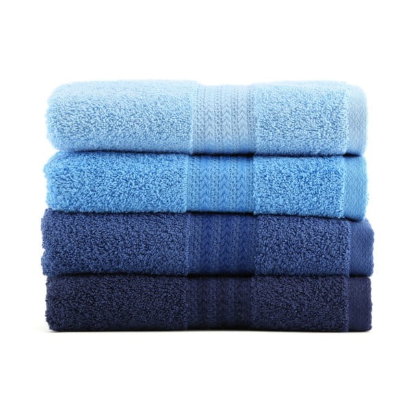 Комплект от 4 сини памучни кърпи Sky, 70 x 140 cm Rainbow - Foutastic