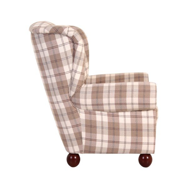 Hnědé kárované křeslo ušák Max Winzer Monarch Chenille-image-2
