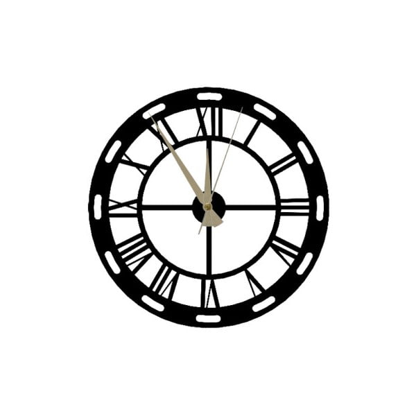 Черен стенен часовник Roman Clock, 48 x 50 cm - Ocean