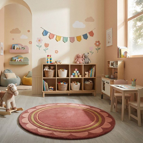 Бордо ръчно изработен вълнен кръгъл килим ø 120 cm Lois – Flair Rugs-image-2