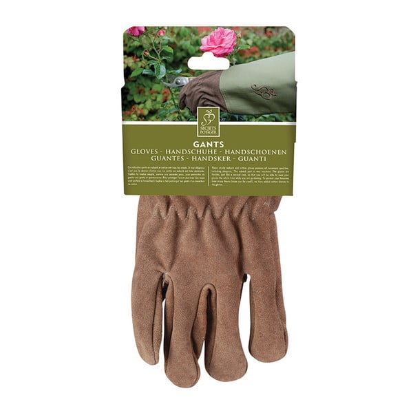 Zahradnické kožené rukavice s olivovým lemem Esschert Design Spelter