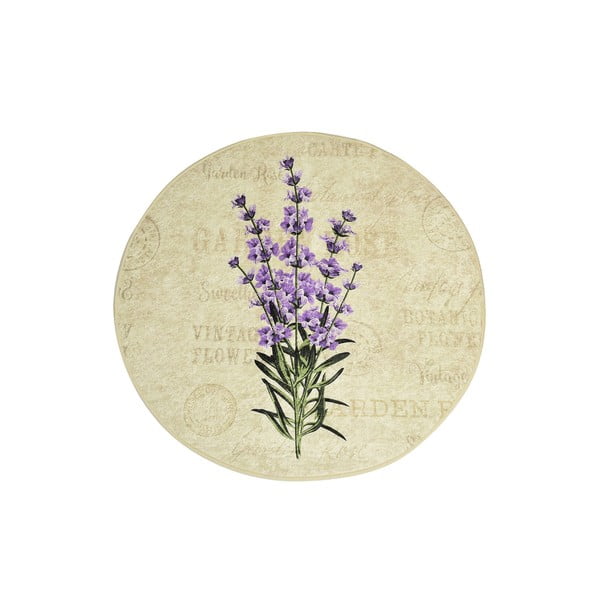 Килимче за баня с лилави цветя Violet Circle, ø 100 cm - Foutastic