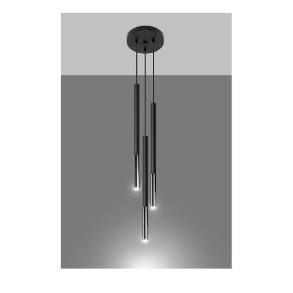 Черно/сребристo метално висящо осветително тяло ø 20 cm Asarot – Sollux-image-2