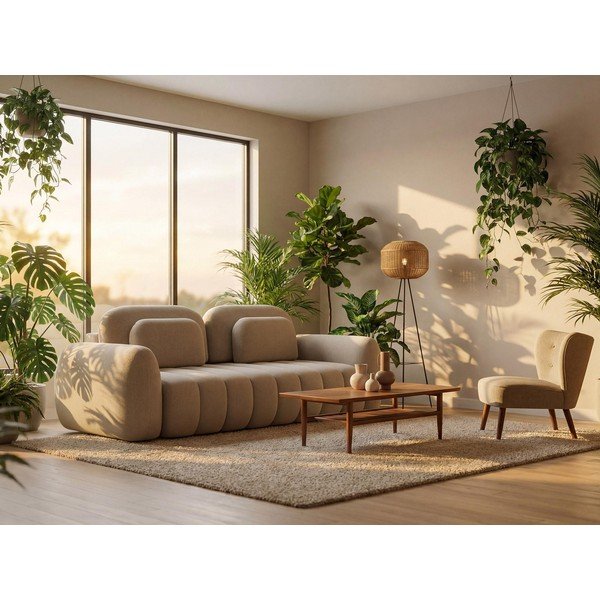 Теракотен разтегателен ъглов диван с място за съхранение от букле (ляв ъгъл) Pele – Makamii-image-1