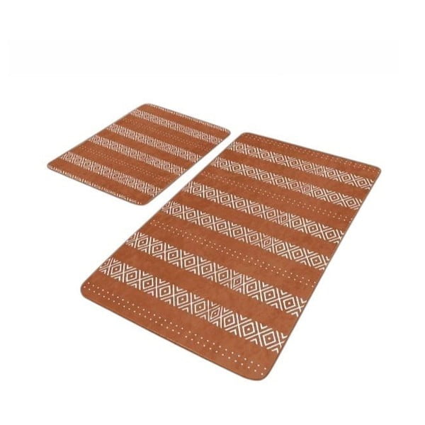 Кафяви кадифени килими за баня в комплект от 2 бр. 60x100 cm – Mila Home