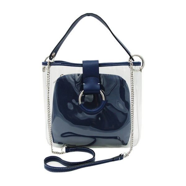 Синя чанта от естествена кожа Transpa - Andrea Cardone
