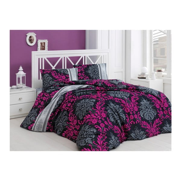 Лилаво спално бельо за двойно легло с памучна смес, 240 x 220 cm