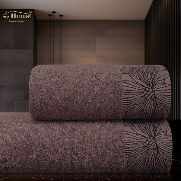 Кафява памучна кърпа от тери 50x100 cm Valencia – My House-image-1