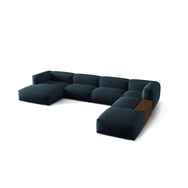 Тъмносин модулен ъглов диван (десен ъгъл/U форма) Martina – Micadoni Home-image-1