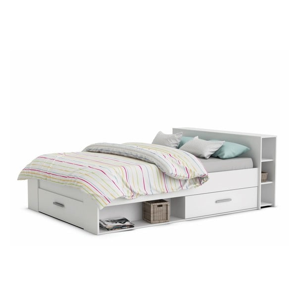 Bílá dvoulůžková postel Pocket, 160 x 200 cm