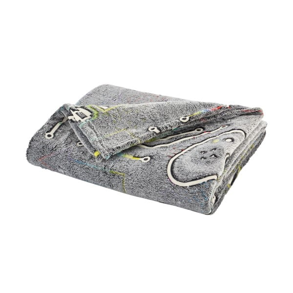 Сиво бебешко одеяло със светещ ефект от микроплюш 130x170 cm Game Over – Catherine Lansfield-image-2