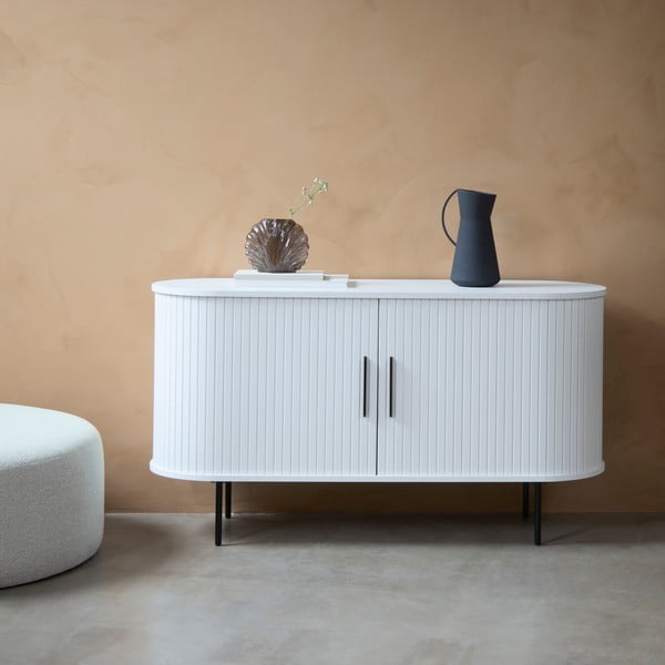 Бял скрин с плъзгащи се врати 120x76x45 cm Nola – Unique Furniture-image-1