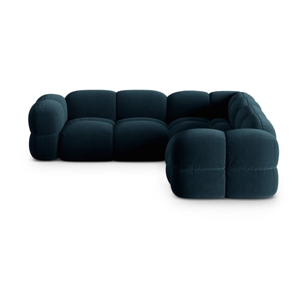 Тъмносин кадифен ъглов диван Loretto – Cosmopolitan Design