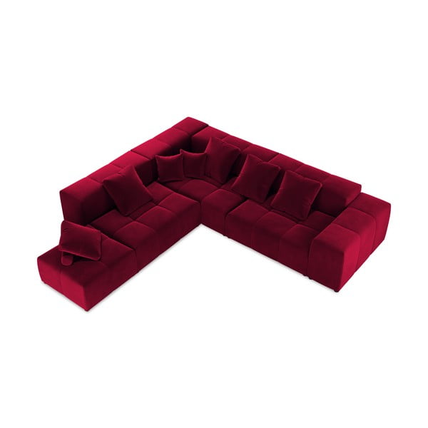 Ъглов диван от червено кадифе (променлива) Rome Velvet - Cosmopolitan Design-image-2