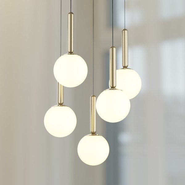 Висящо осветително тяло в златист цвят със стъклен абажур ø 34 cm One – Squid Lighting-image-3
