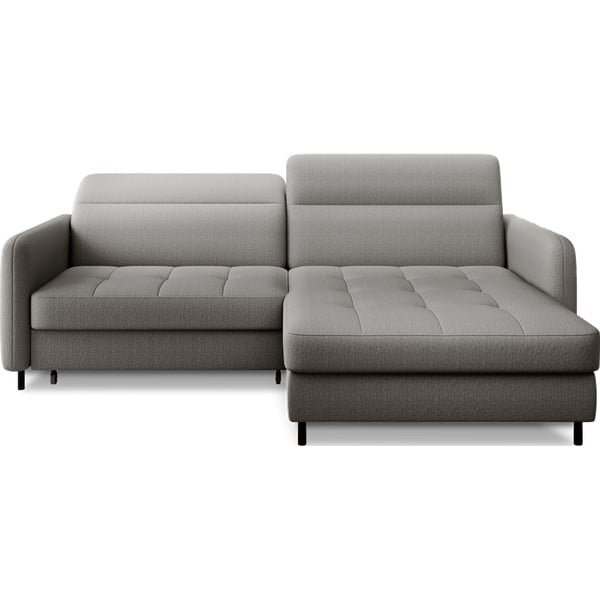 Сив кадифен разтегателен ъглов диван с място за съхранение (десен ъгъл) Gomsi – ELTAP