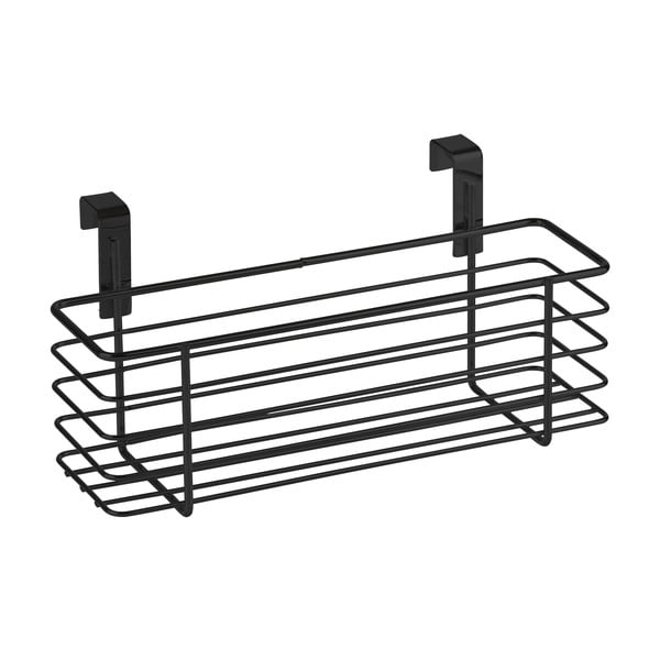 Черна висяща метална кошница за кухненска врата Slim, 24 x 10 cm - Wenko