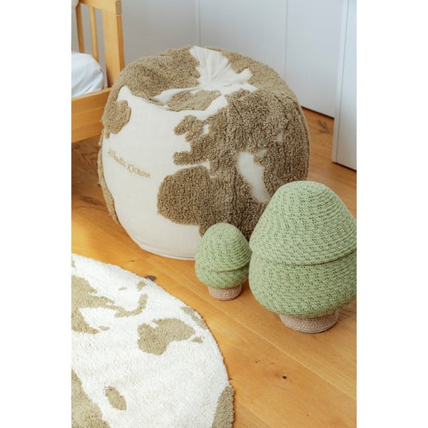 Детски пуф в зелен и кремав цвят World Map – Lorena Canals-image-2