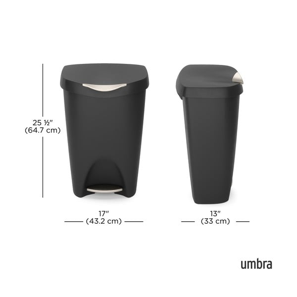 Черно пластмасово кошче за боклук с педал 50 l Brim – Umbra-image-3