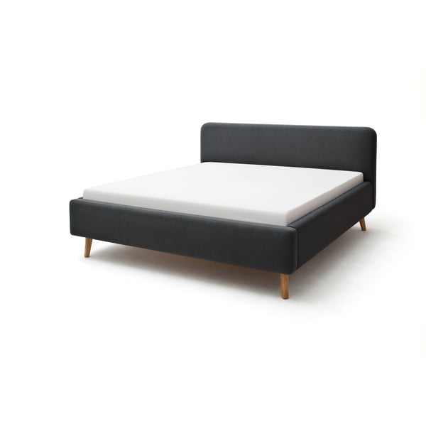 Тъмно сиво двойно легло с решетка и място за съхранение , 160 x 200 cm Mattis - Meise Möbel