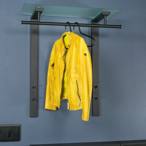 Черна метална стенна закачалка с рафт 80 cm Dutch – Spinder Design-image-3