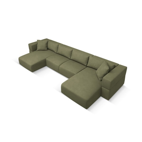 Светлозелен ъглов U-образен диван Esther – Milo Casa-image-2