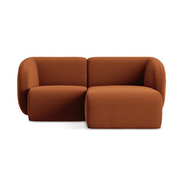 Теракотен кадифен ъглов диван (десен ъгъл) Lani – Makamii