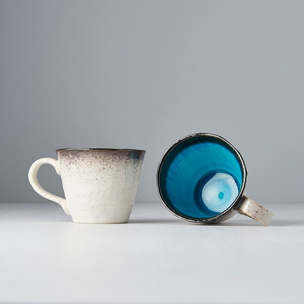 Синя и бяла керамична чаша , 250 ml - MIJ-image-4