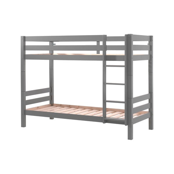 Сиво двуетажно детско легло от масивен бор с място за съхранение PINO – Vipack-image-2