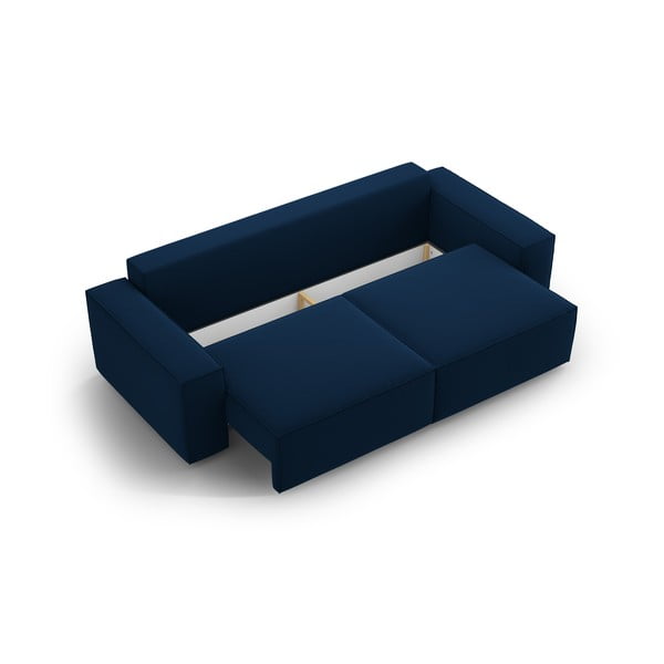 Тъмносин кадифен разтегателен диван с място за съхранение 247 cm Jodie – Micadoni -image-3